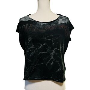 All Saints Black and Purple Marble Women's Oversized Top Size Small